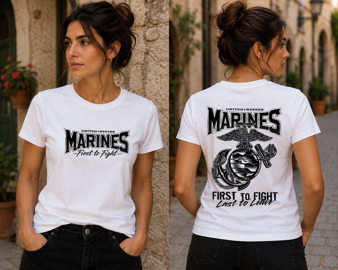 United States Marines First to Fight Unisex Military T-Shirt, Marine Corps Inspired Graphic Tee for Men and Women