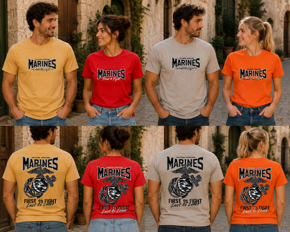 United States Marines First to Fight Unisex Military T-Shirt, Marine Corps Inspired Graphic Tee for Men and Women
