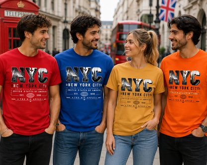 NYC New York City The Big Apple Unisex T-Shirt, Urban Skyline Graphic Tee for Men and Women