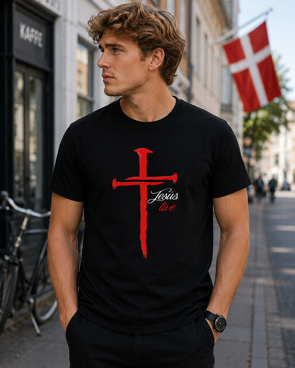 Jesus Live Red Cross Unisex Christian T-Shirt, Faith-Based Minimalist Graphic Tee for Men and Women
