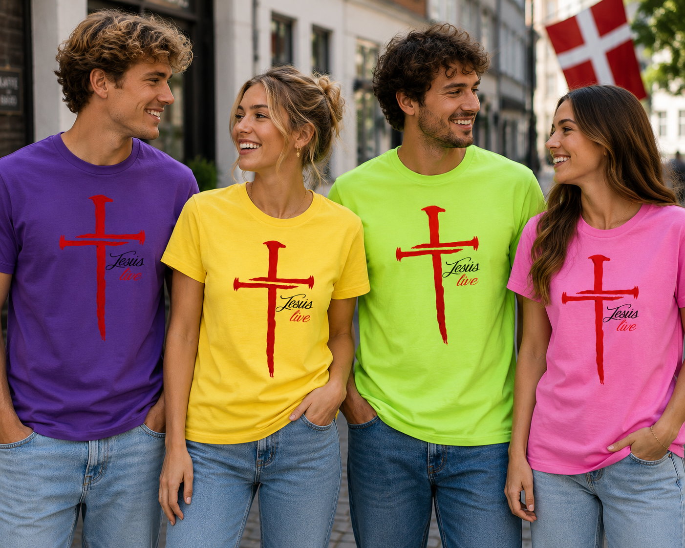Jesus Live Red Cross Unisex Christian T-Shirt, Faith-Based Minimalist Graphic Tee for Men and Women