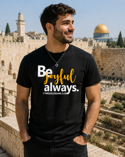Be Joyful Always Unisex Christian T-Shirt, 1 Thessalonians 5:16 Bible Verse Tee for Men and Women