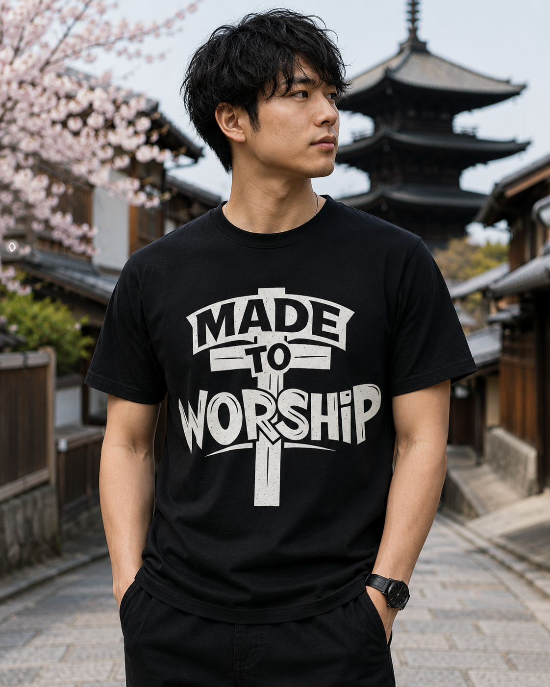 Made to Worship Unisex Christian T-Shirt, Faith-Based Cross Graphic Tee for Men and Women