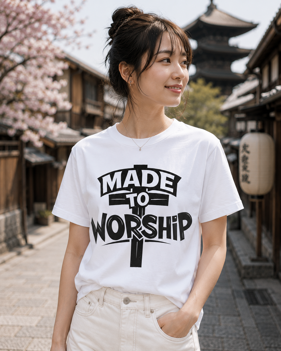 Made to Worship Unisex Christian T-Shirt, Faith-Based Cross Graphic Tee for Men and Women
