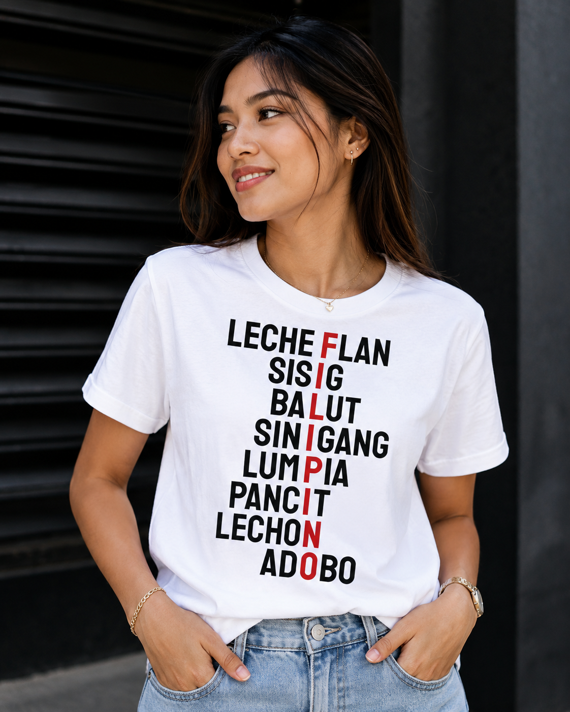 Filipino Food Love Unisex T-Shirt, Lechon Adobo Lumpia Pancit Graphic Tee for Men and Women