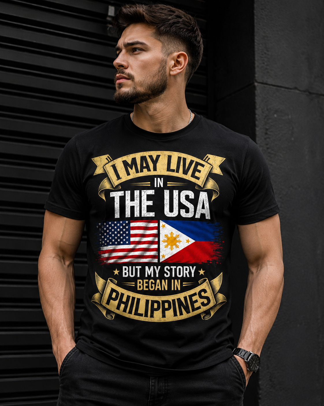 I May Live in the USA, But My Story Began in the Philippines – Filipino American Pride Unisex T-Shirt