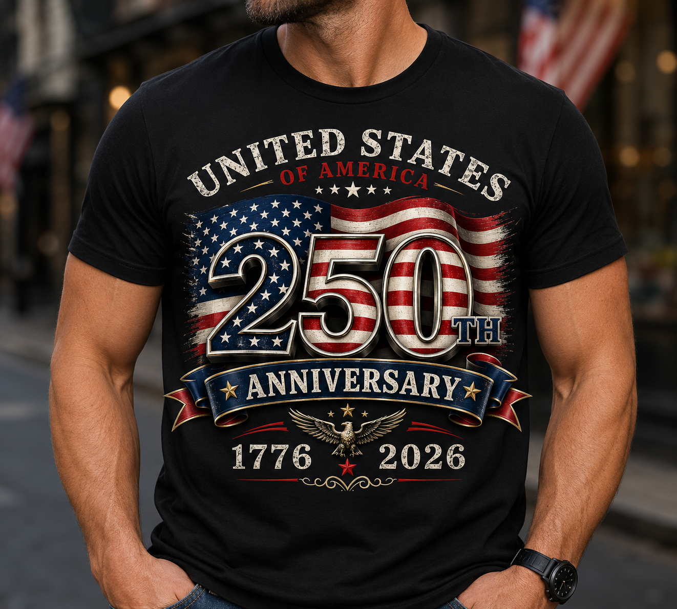 United States 250th Anniversary Unisex T-Shirt, 1776–2026 Patriotic USA Freedom Graphic Tee for Men and Women