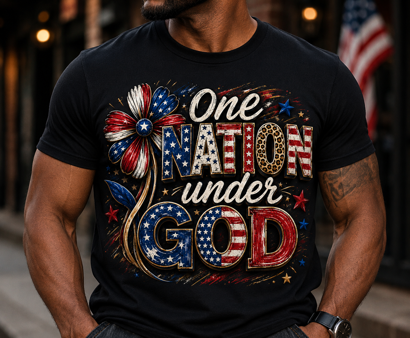 One Nation Under God Unisex Patriotic Christian T-Shirt, USA Faith-Based Graphic Tee for Men and Women