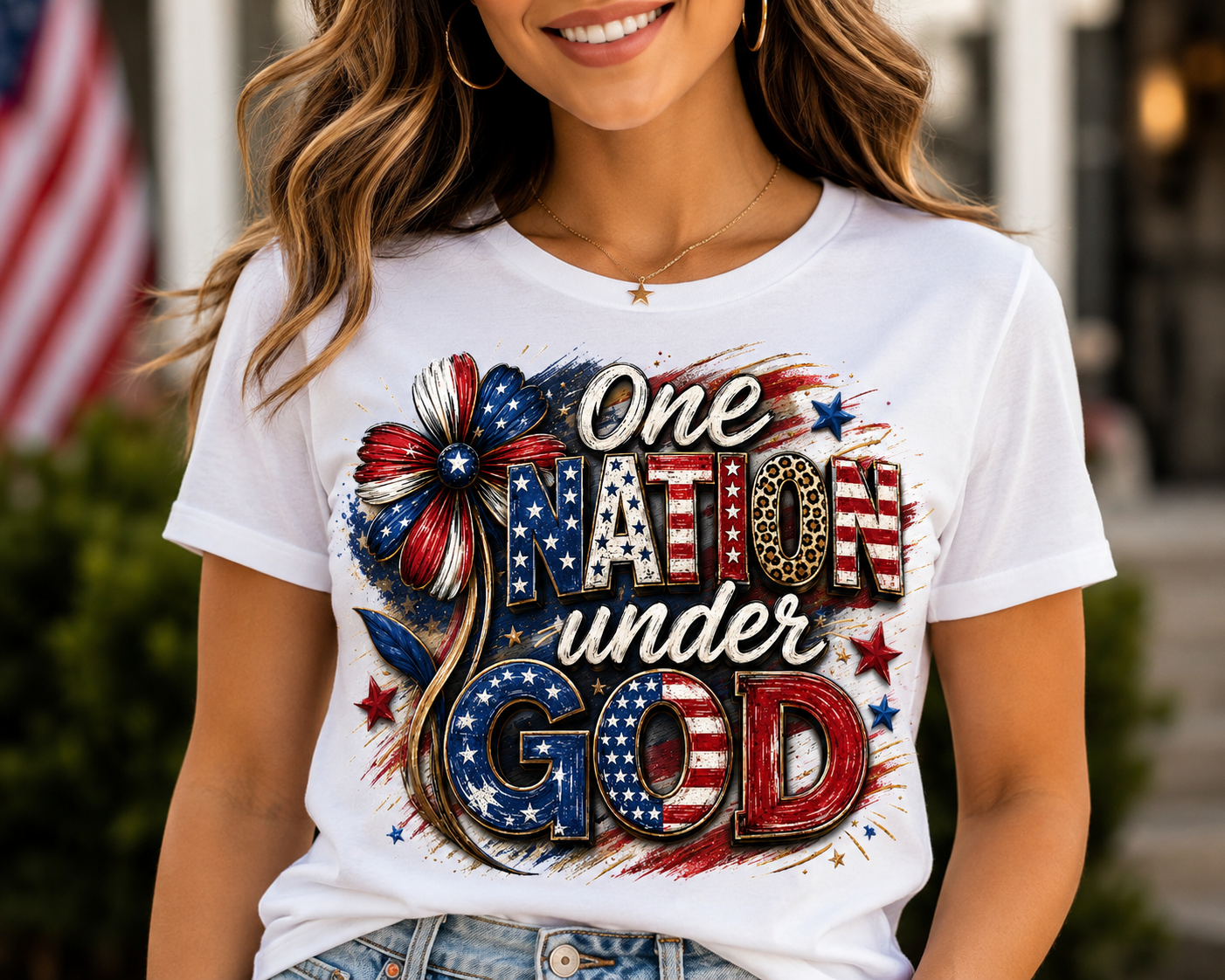One Nation Under God Unisex Patriotic Christian T-Shirt, USA Faith-Based Graphic Tee for Men and Women