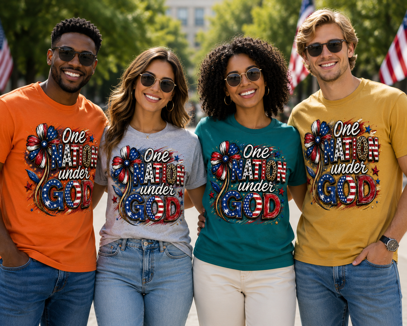 One Nation Under God Unisex Patriotic Christian T-Shirt, USA Faith-Based Graphic Tee for Men and Women