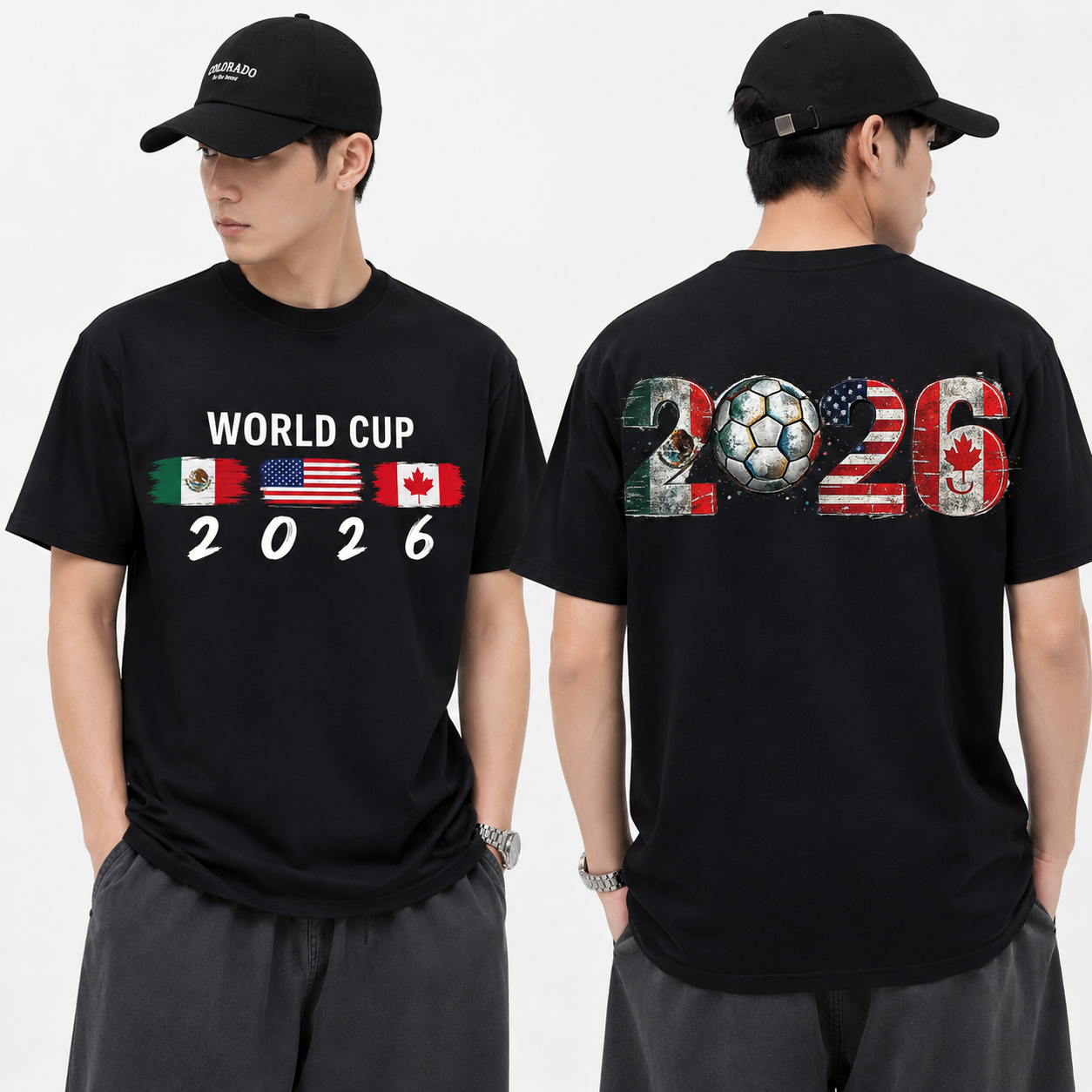 World Cup 2026 USA Mexico Canada Unisex T-Shirt, Soccer Fan Graphic Tee for Men and Women