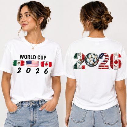 World Cup 2026 USA Mexico Canada Unisex T-Shirt, Soccer Fan Graphic Tee for Men and Women