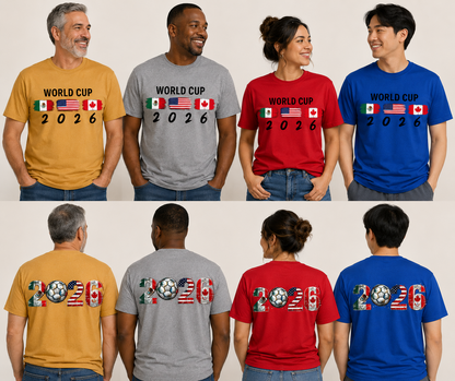 World Cup 2026 USA Mexico Canada Unisex T-Shirt, Soccer Fan Graphic Tee for Men and Women