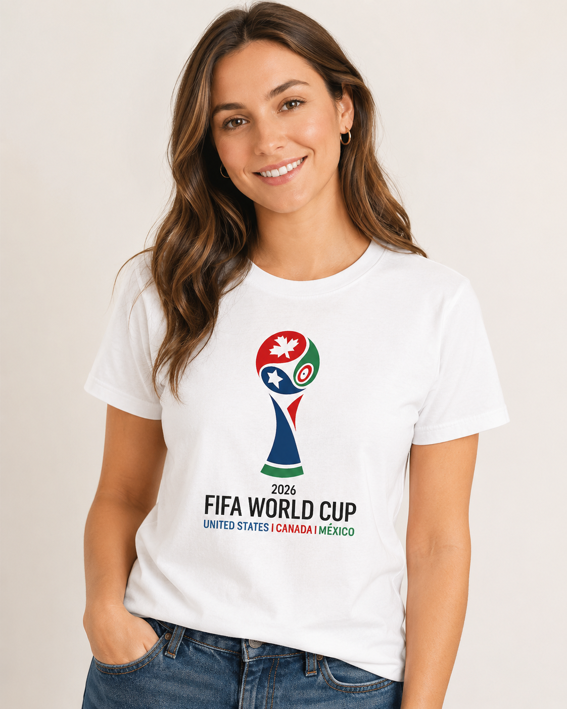 World Cup 2026 USA Canada Mexico Unisex T-Shirt, Soccer Trophy Graphic Tee for Men and Women