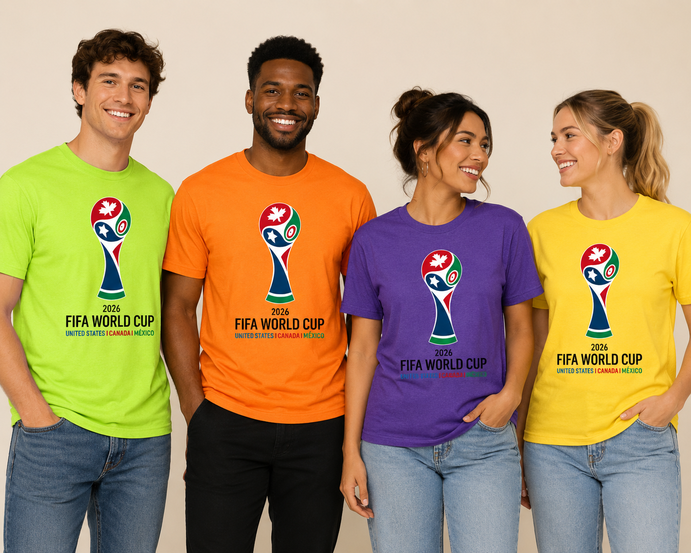 World Cup 2026 USA Canada Mexico Unisex T-Shirt, Soccer Trophy Graphic Tee for Men and Women