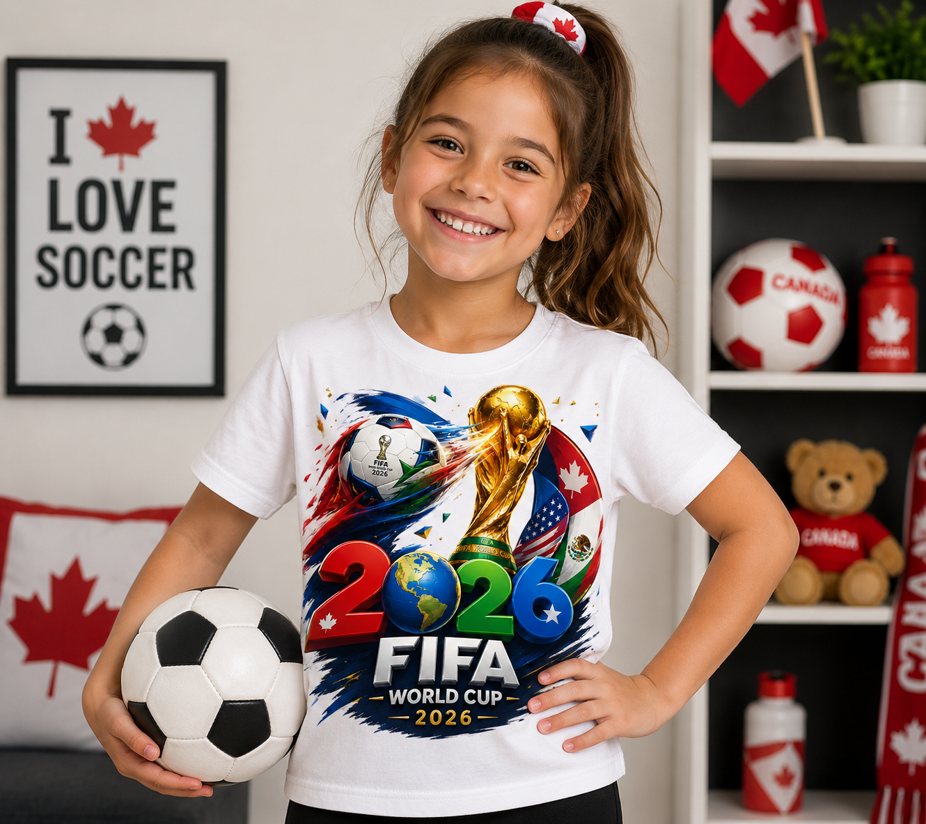 Kids World Cup 2026 Soccer T-Shirt, Youth FIFA-Inspired Football Graphic Tee