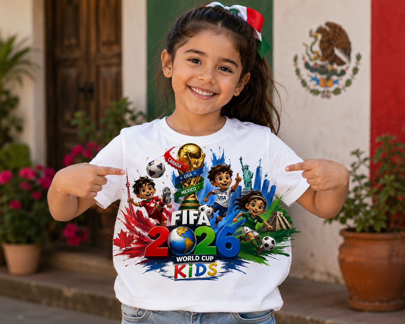 Kids FIFA World Cup 2026 Soccer T-Shirt, Youth USA Canada Mexico Football Graphic Tee