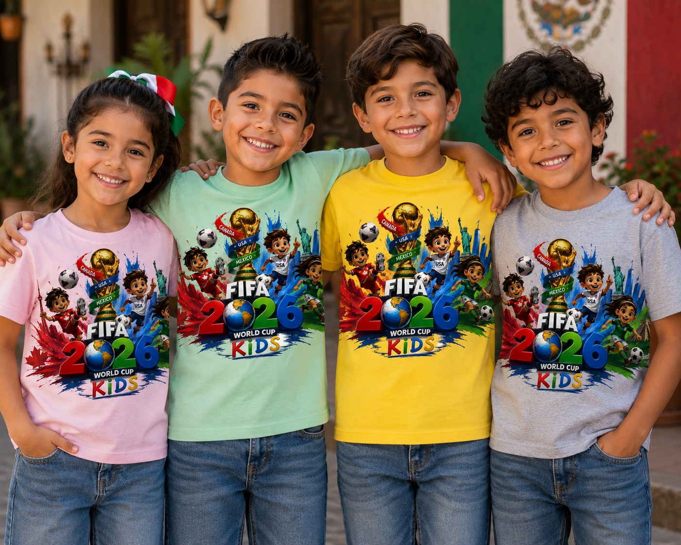Kids FIFA World Cup 2026 Soccer T-Shirt, Youth USA Canada Mexico Football Graphic Tee