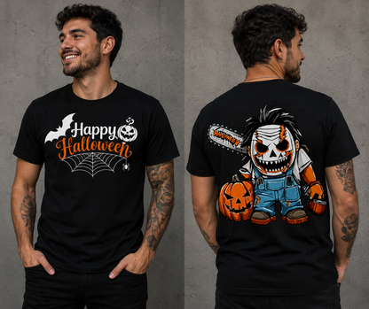 Halloween Chainsaw Monster Pumpkin Unisex T-Shirt for Men and Women