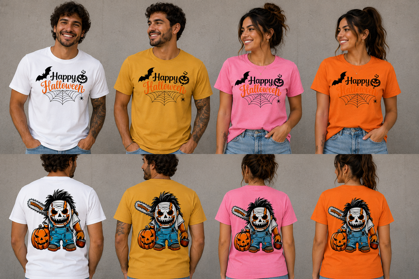 Halloween Chainsaw Monster Pumpkin Unisex T-Shirt for Men and Women
