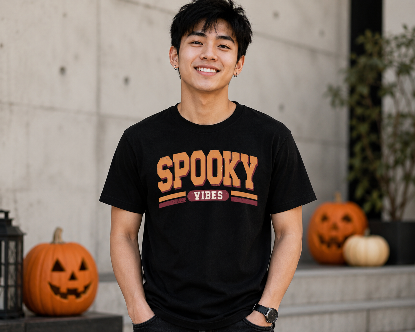 Spooky Vibes Retro Halloween Unisex T-Shirt for Men and Women