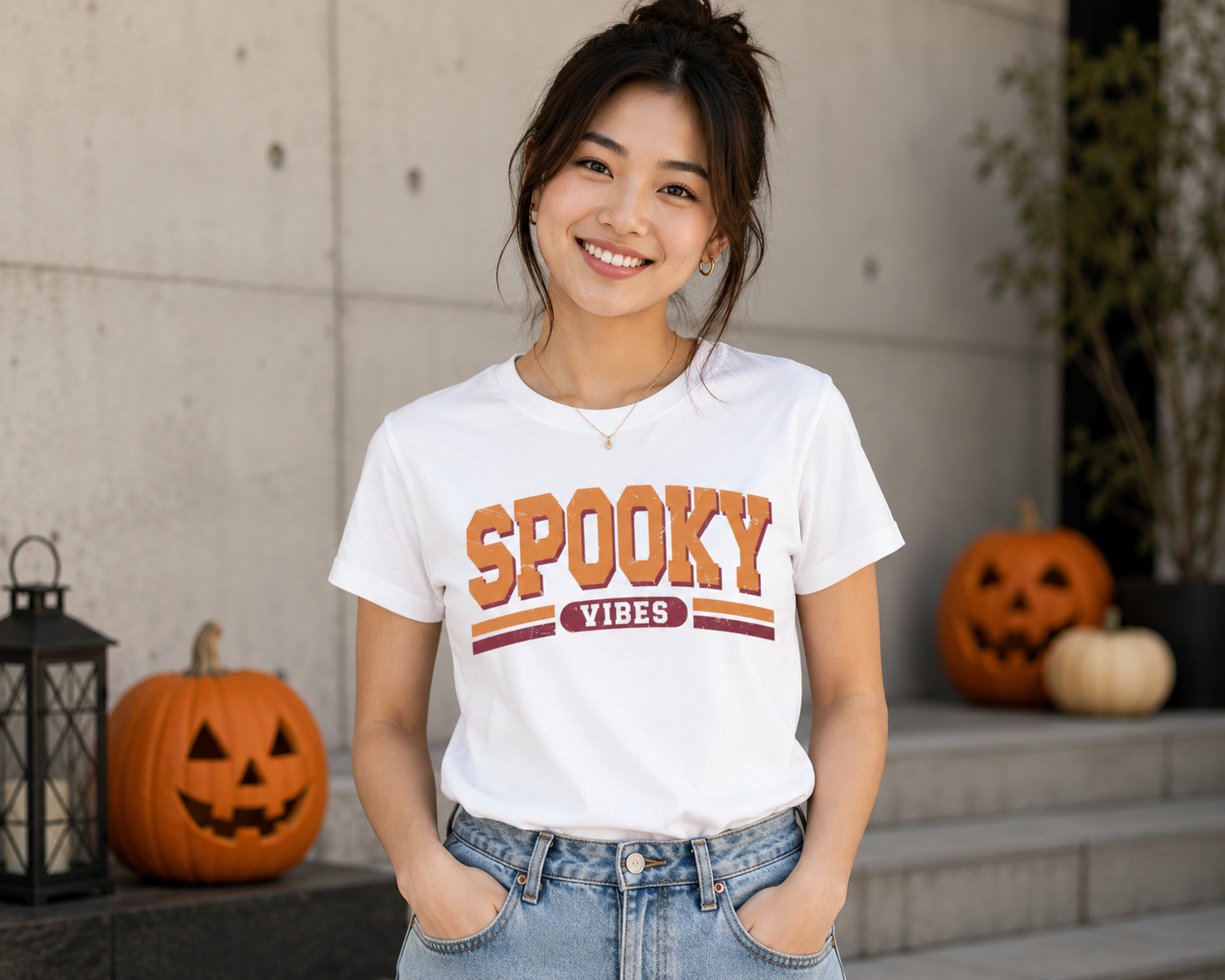 Spooky Vibes Retro Halloween Unisex T-Shirt for Men and Women