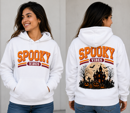 Spooky Vibes Haunted House Halloween Unisex Pullover Hoodie for Men and Women
