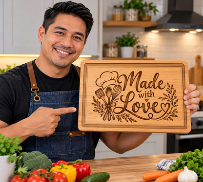 Made with Love Engraved Wooden Cutting Board