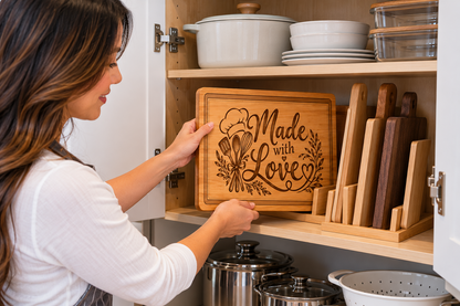 Made with Love Engraved Wooden Cutting Board