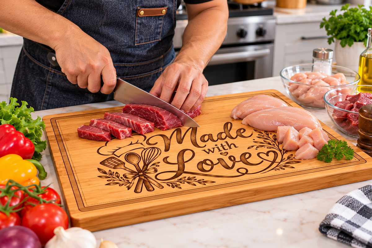 Made with Love Engraved Wooden Cutting Board