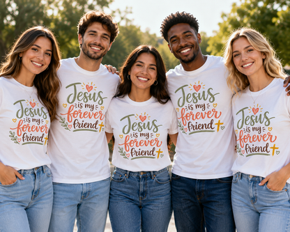 Jesus Is My Forever Friend | Christian Graphic Tee | Faith Based Shirt for Men & Women | Cute Religious T-Shirt
