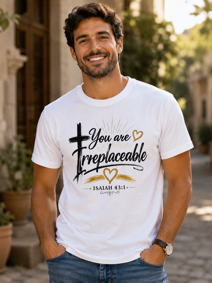 You Are Irreplaceable | Inspirational Christian Graphic Tee | Motivational Faith Shirt for Men & Women