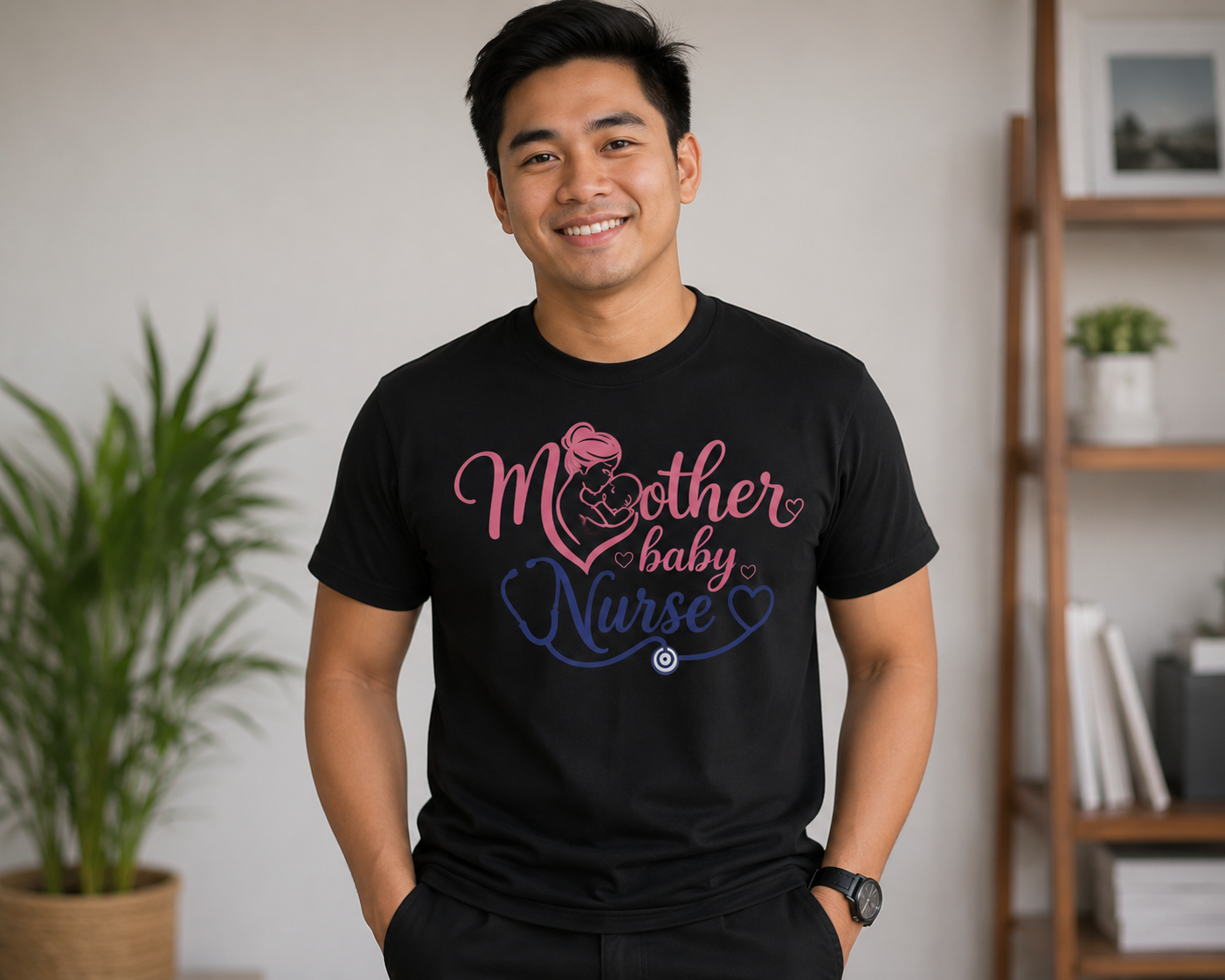 Mother Baby Nurse Unisex T-Shirt, Postpartum Nurse Shirt, Labor & Delivery Nurse Gift for Men and Women