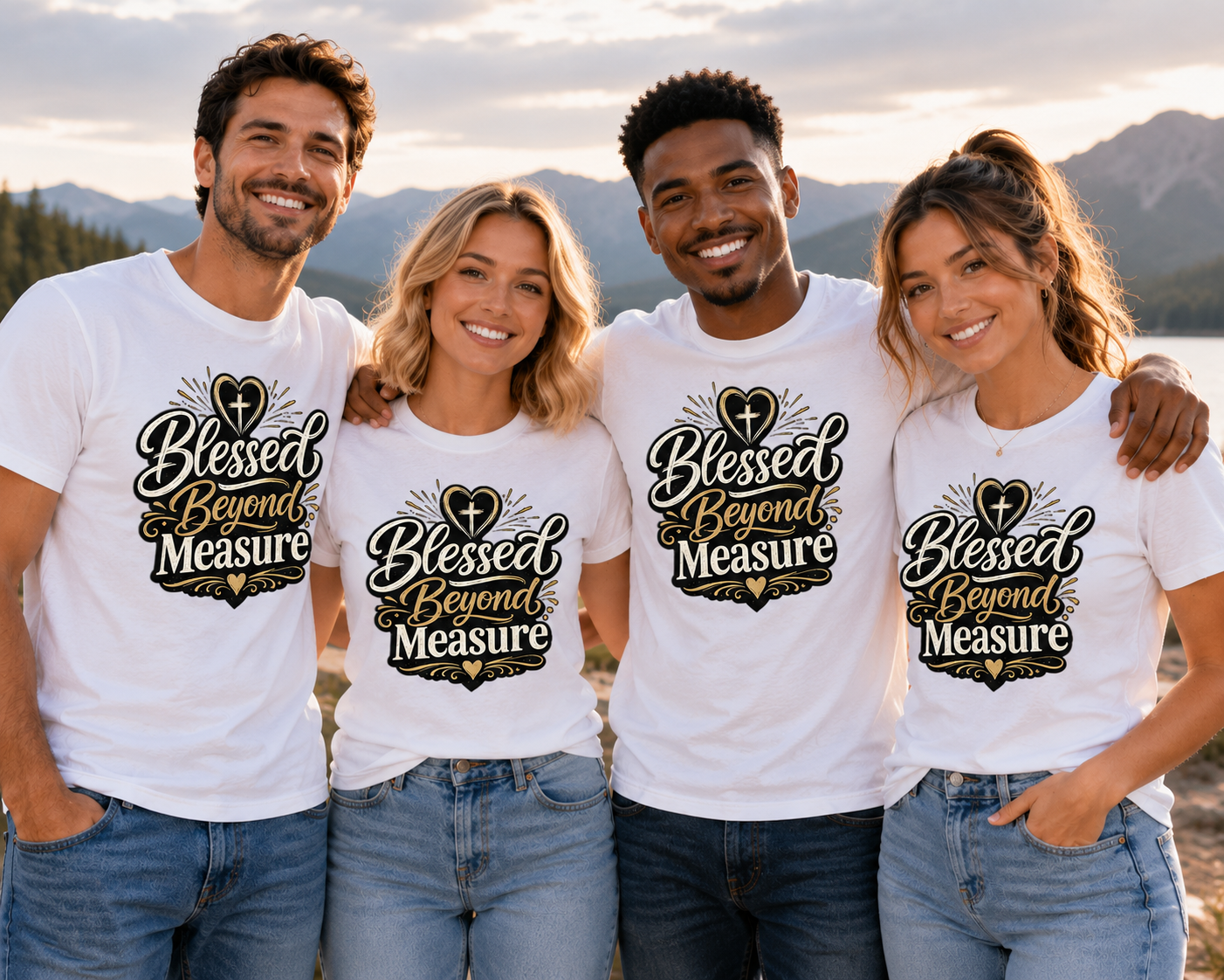 Blessed Beyond Measure | Inspirational Christian Graphic Tee | Faith Based Shirt for Men & Women | Religious Gift T-Shirt