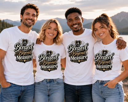 Blessed Beyond Measure | Inspirational Christian Graphic Tee | Faith Based Shirt for Men & Women | Religious Gift T-Shirt