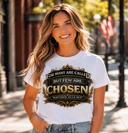 For Many Are Called, But Few Are Chosen. – Matthew 22:14 | Inspirational Christian Graphic Tee | Faith Based Shirt for Men & Women